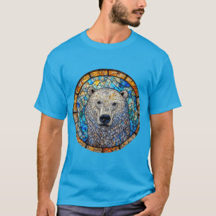 Majestic Polar Bear Stained Glass Artwork T-Shirt