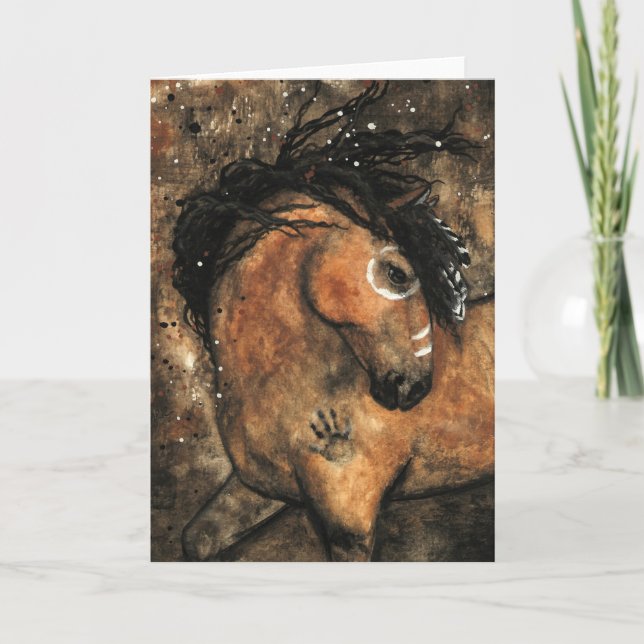 Majestic Pony Primitive Ancestors Holiday Card (Front)