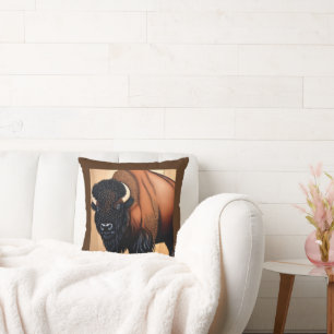 Majestic Prairie Bison - Wild And Free Cushion