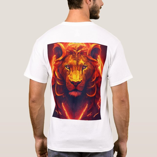 "Majestic Precision: Geometric Lion Emblem" T-Shirt (Back)