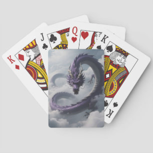 Majestic Purple Dragon Above the Clouds Playing Cards
