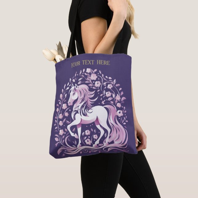 Majestic Purple Horse Tote Bag (Close Up)