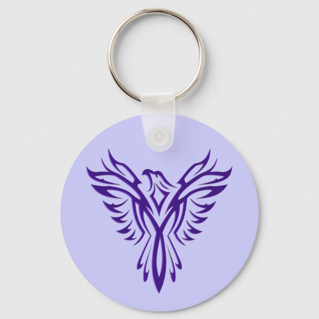 Majestic Purple Phoenix Rising keychain (Front)