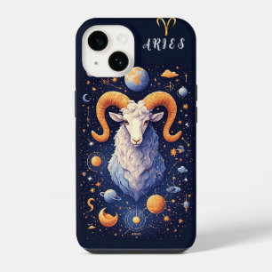 Majestic Ram Surrounded by Celestial Objects iPhone 14 Case