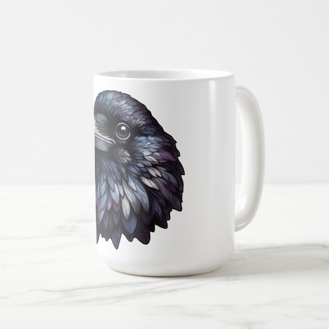 Majestic Raven Portrait - raven, bird, wildlife Coffee Mug (Front Right)