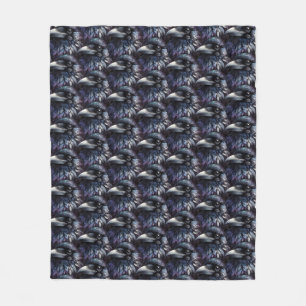 Majestic Raven Portrait - raven, bird, wildlife Fleece Blanket