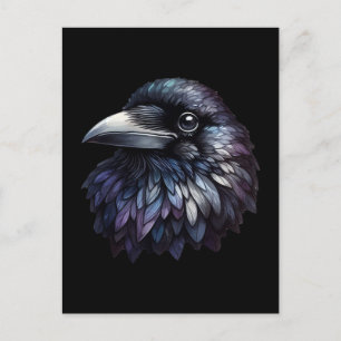 Majestic Raven Portrait - raven, bird, wildlife Postcard