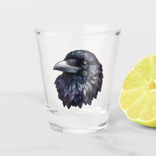 Majestic Raven Portrait - raven, bird, wildlife Shot Glass