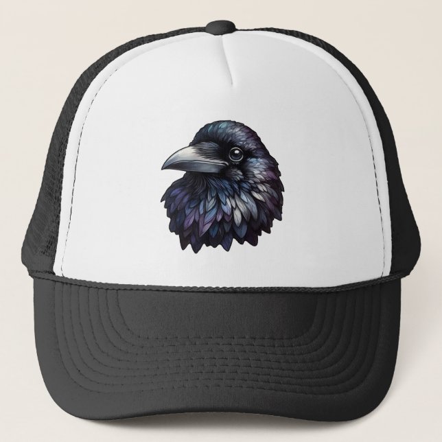 Majestic Raven Portrait - raven, bird, wildlife Trucker Hat (Front)