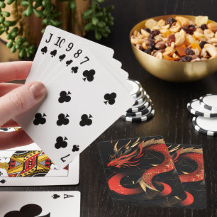 Majestic Red and Gold Chinese Dragon Art Playing Cards