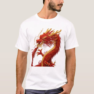 Majestic Red and Gold Oriental Dragon Graphic T-Sh T-Shirt