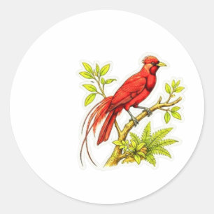Majestic Red Bird of Paradise Art - Iconic Indones Classic Round Sticker
