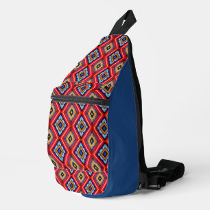 Majestic Red Blue Intricate Diamond Pattern  Sling Bag