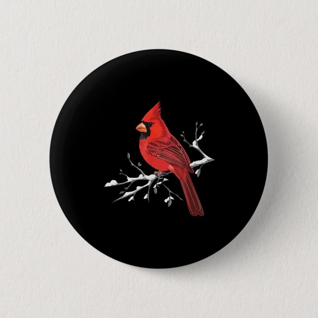 Majestic Red Cardinal Birdwatching Birdwatcher Bir 6 Cm Round Badge (Front)