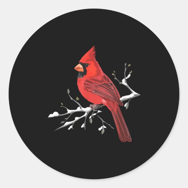 Majestic Red Cardinal Birdwatching Birdwatcher Bir Classic Round Sticker (Front)