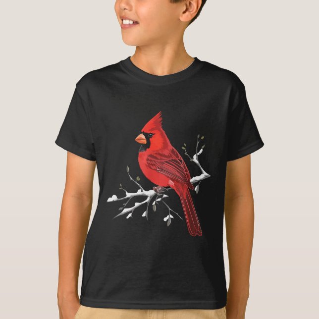 Majestic Red Cardinal Birdwatching Birdwatcher Bir T-Shirt (Front)