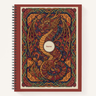 Majestic Red Dragon Celtic Knotwork Nooracle Notebook