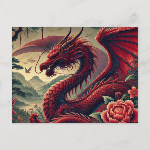 Majestic Red Dragon Postcard – Fantasy Art 