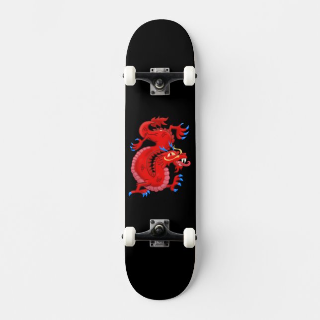 Majestic Red Oriental Dragon Skateboard (Front)
