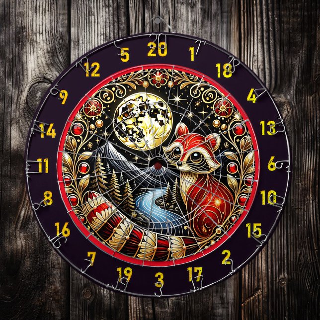Majestic Red Racoon With Golden Moon Dartboard (Creator Uploaded)