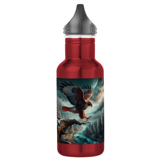 Majestic Red-Tailed Hawk Soaring 532 Ml Water Bottle (Left)
