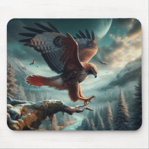 Majestic Red-Tailed Hawk Soaring Mouse Pad