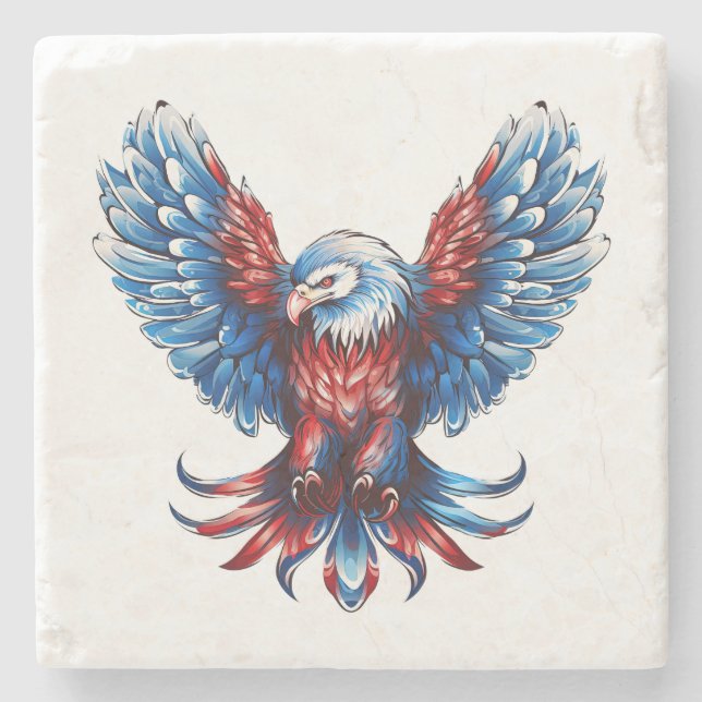 Majestic Red, White, Blue, Eagle Stone Coaster (Front)