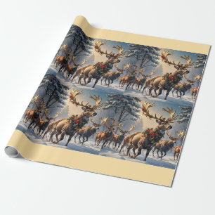 Majestic Reindeer in a Winter Wonderland - Matte W Wrapping Paper