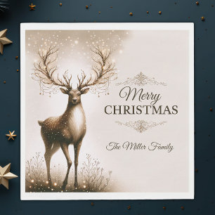 Majestic Reindeer, Merry Christmas Personalised Napkin