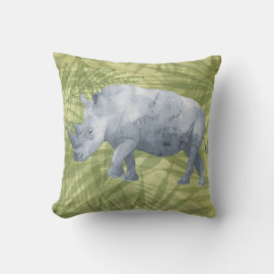 Majestic Rhino Watercolor Cushion
