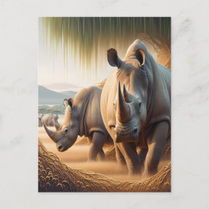 Majestic Rhinos: A Fields Grace Postcard