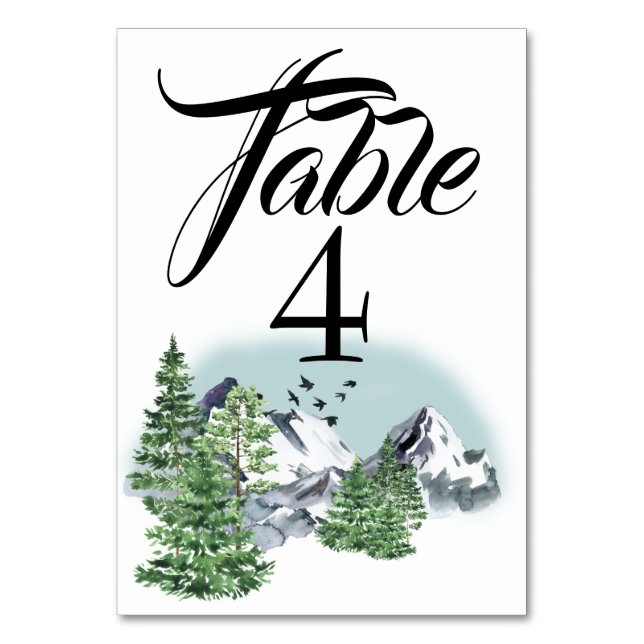 Majestic Rocky Mountains Pacific Northwest Forest Table Number (Front)