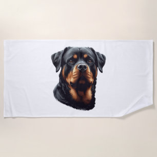 Majestic Rottweiler Dog Art Beach Towel