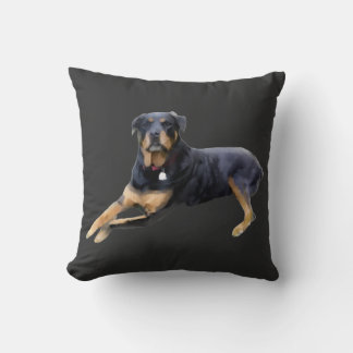 Majestic Rottweiler: Serenity in Strength Cushion