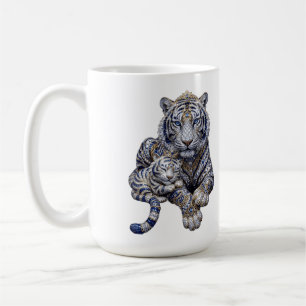 Majestic Royal Jewelled White Tiger Art Coffee Mug