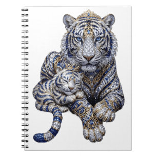 Majestic Royal Jewelled White Tiger Art Notebook