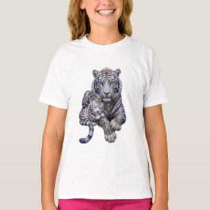 Majestic Royal Jewelled White Tiger Art T-Shirt
