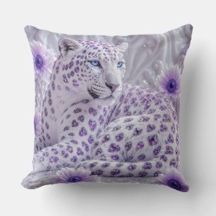 Majestic Royal Purple Jewelled Leopard Art Cushion