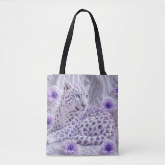 Majestic Royal Purple Jewelled Leopard Art Tote Bag