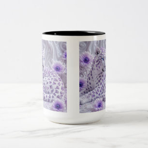 Majestic Royal Purple Jewelled Leopard Art Two-Tone Coffee Mug