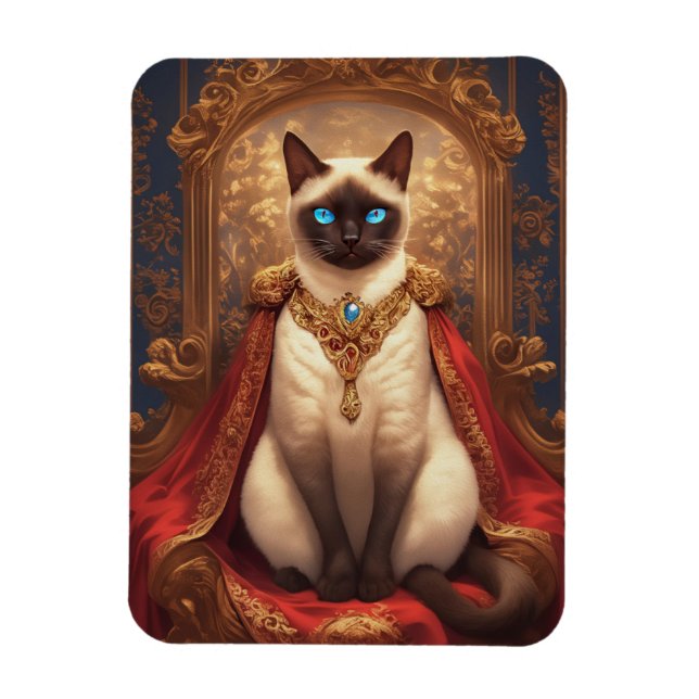 Majestic Royal Siamese Cat Portrait Magnet (Vertical)
