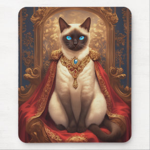 Majestic Royal Siamese Cat Portrait Mouse Pad