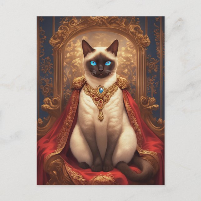 Majestic Royal Siamese Cat Portrait Postcard (Front)