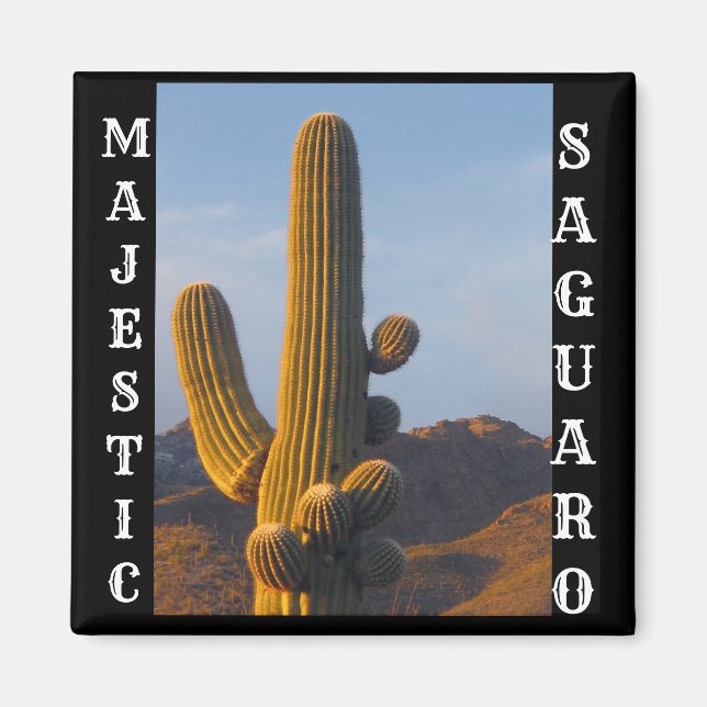 Majestic Saguaro Square Magnet (Front)