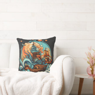 Majestic Sailboat - Sailing the Seas Throw Pillow