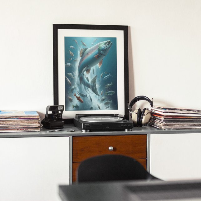 Majestic Salmon During Moonlit Dance  12x16 Poster (Creator Uploaded)