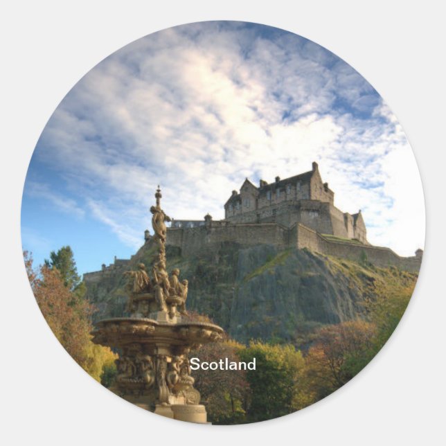 Majestic Scotland, scenic photograph, Classic Round Sticker (Front)