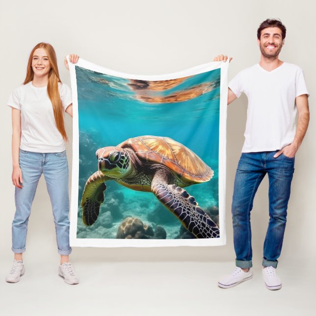 Majestic Sea Turtle Underwater Ocean Fleece Blanke Blanket (In Situ)