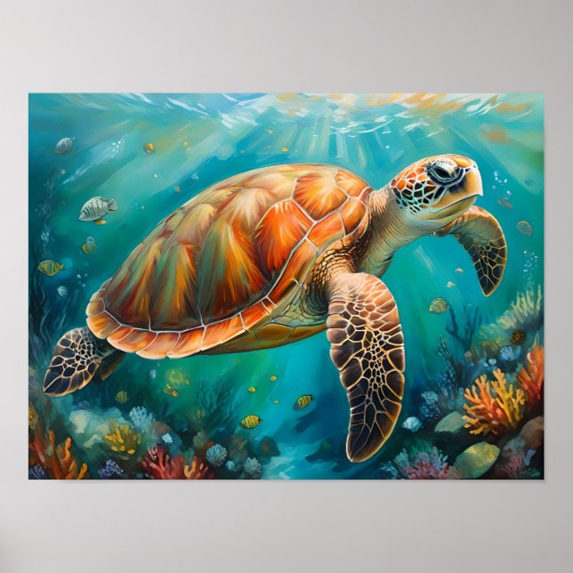 Majestic Sea Turtle Wall Art, Ocean-Inspired Decor (Front)