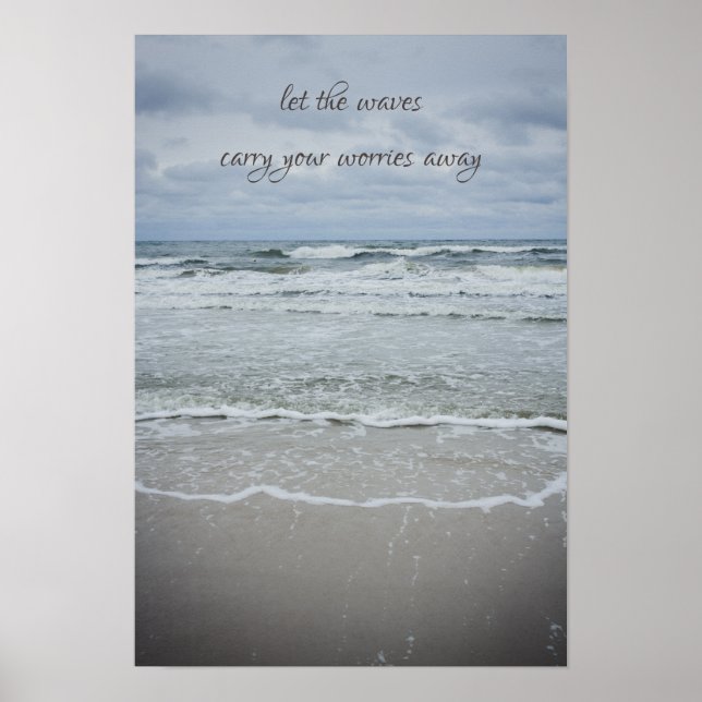 Majestic sea with waves under stormy skies poster (Front)